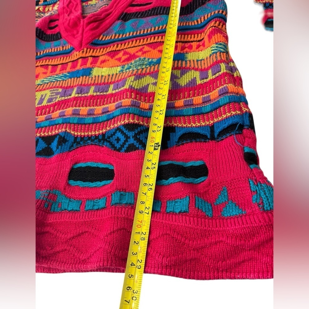 Vintage IVY Coogi Style Vibrant Multicolor Sweater V Neck Sz S - Picture 8 of 10
